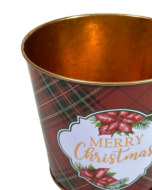 macetero metalico navidad  oval reno y arbol  10x13 cm  cm