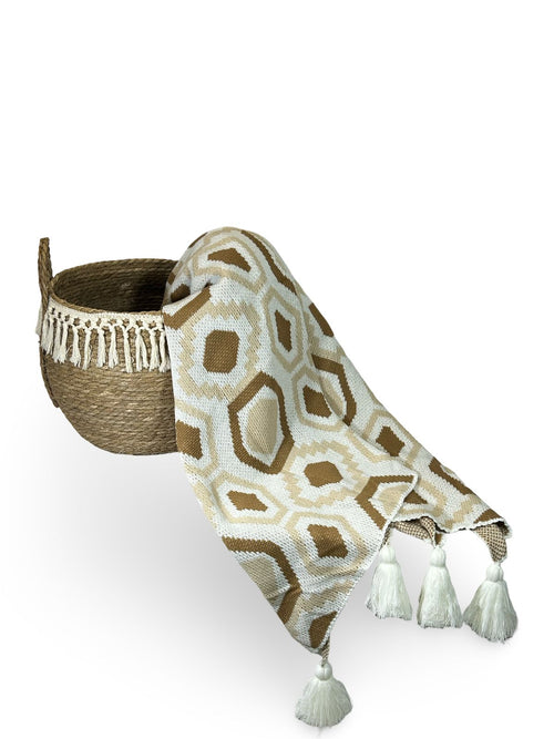 manta tejida rombos terra 130x170 cm