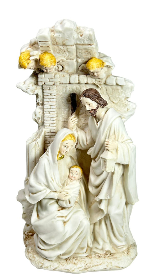 sagrada familia blanca con muro 21x12 cm