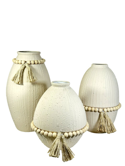 Florero ovalado borneo boho en ceramica 30x19 cm