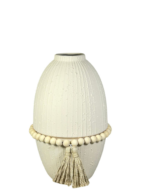 Florero ovalado borneo boho en ceramica 30x19 cm