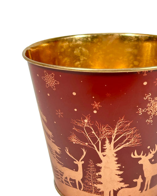 macetero metalico navideño 10x13 cm