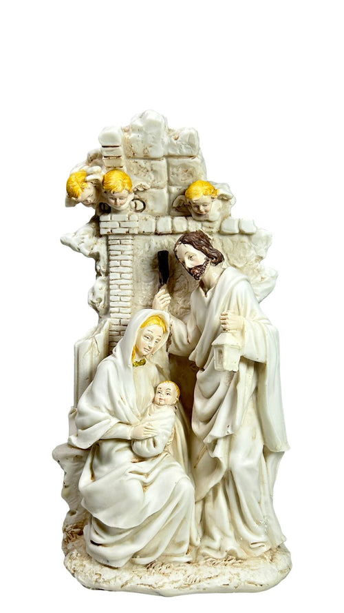 sagrada familia blanca con muro 21x12 cm