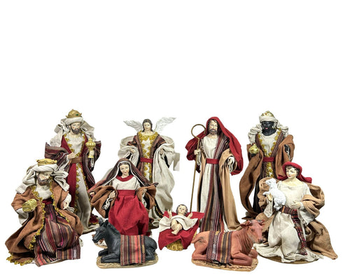 Pesebre quiteño burbundy 10piezas 36 cm