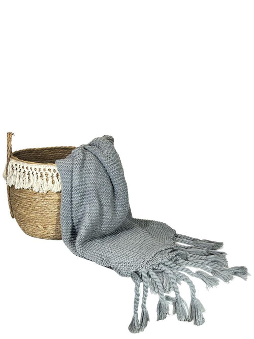 manta fraza tejida gris  lasos 127x152 cm