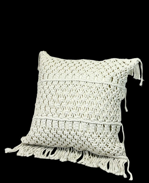 cojin funda   macrame bohemia cruda 45x45 cm no incluye relleno