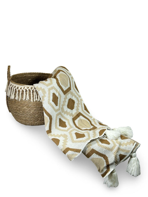 manta tejida rombos terra 130x170 cm