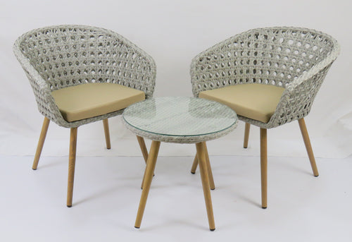 IQG Decoración - juego de terraza beige curvo boho  x3