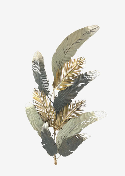 IQG Decoración - Placa gris grande metálica  plumas  115x74 cm