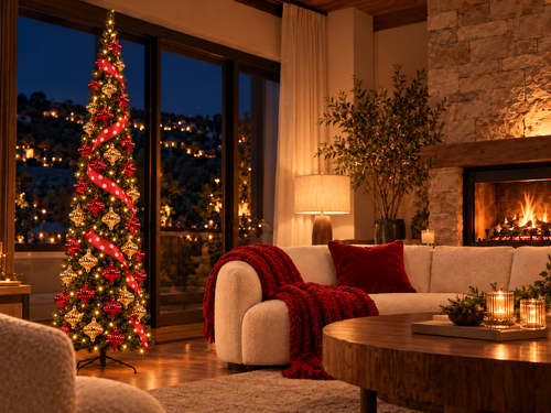 Ambientación de Navidad clásica creada con IA a partir de productos IQG