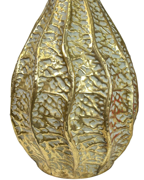 Jarron metalico dorado con ondas 2 tamaños