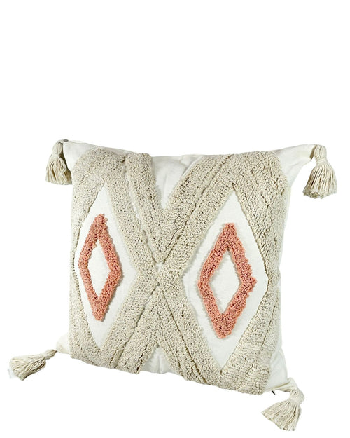 cojin funda beige y rosa gerometric 45x45cm ( sin relleno)