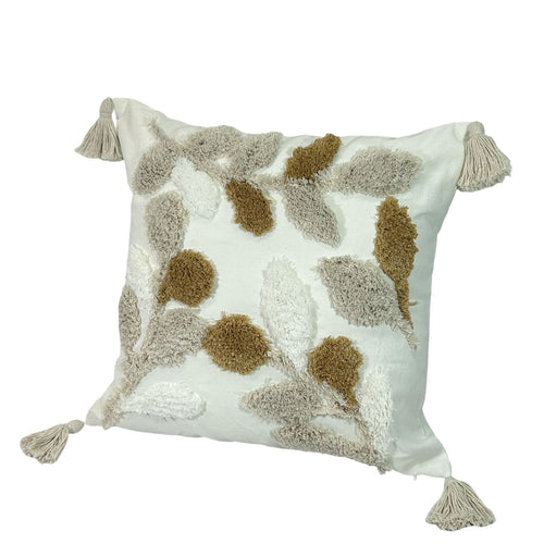 cojin funda hojitas beige y camel (no incluye relleno ) 2 tamaños