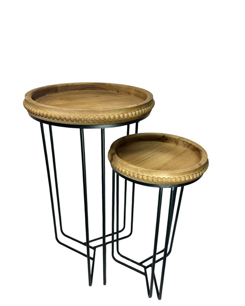 set x 2 columna madera boho 73 cm y 57 cm