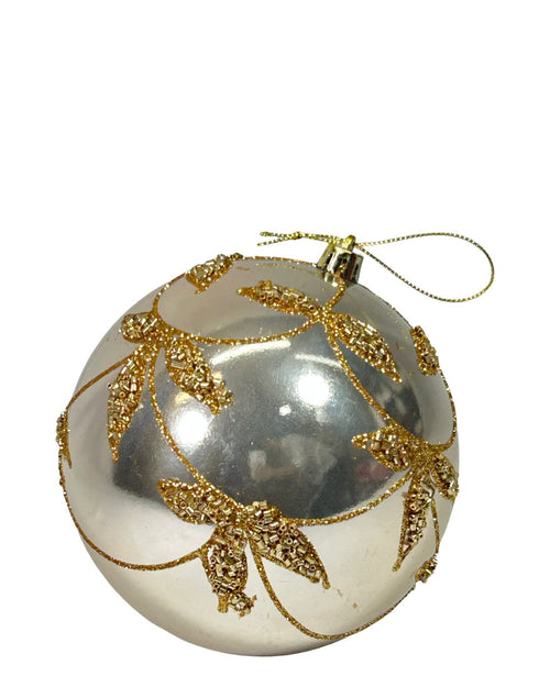 bola hojas en relieve perla 12cm