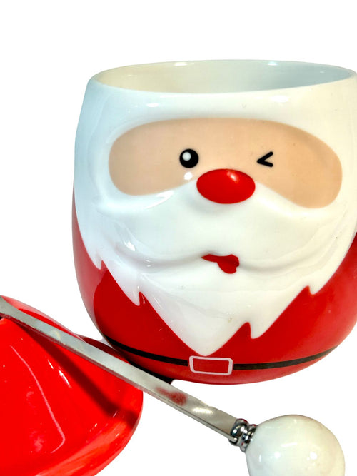 Pocillo o azucarera diseño de santa incluye la cuchara 14cm