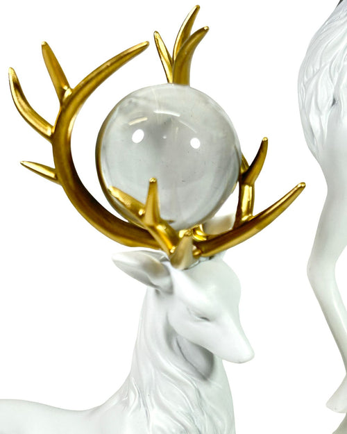 set renos x 2  white bolas cristal 30-19 cm