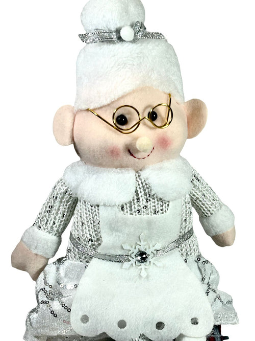 abuela claus  sentada plateada 47 cm