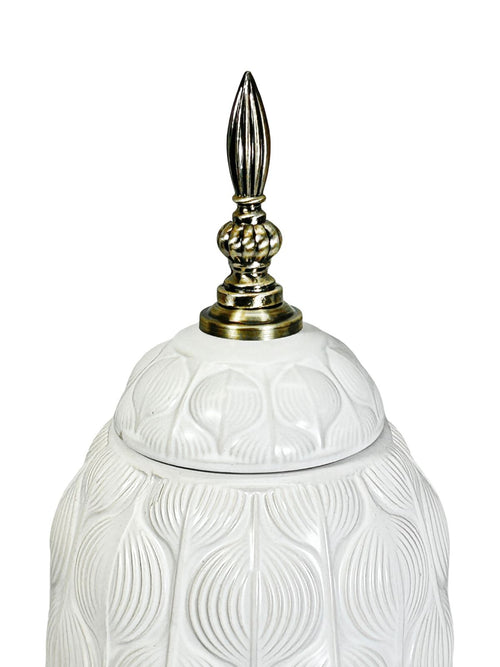 anfora ceramica ondas mediana white 35x14 cm
