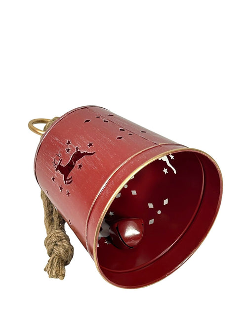 CAMPANA GRANDE ROJA CON RENOS ARTIS 29X18 CM