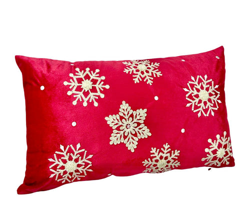 cojin rojo navidad  copitos  rectangular30x50 cm ( no incluye relleno )