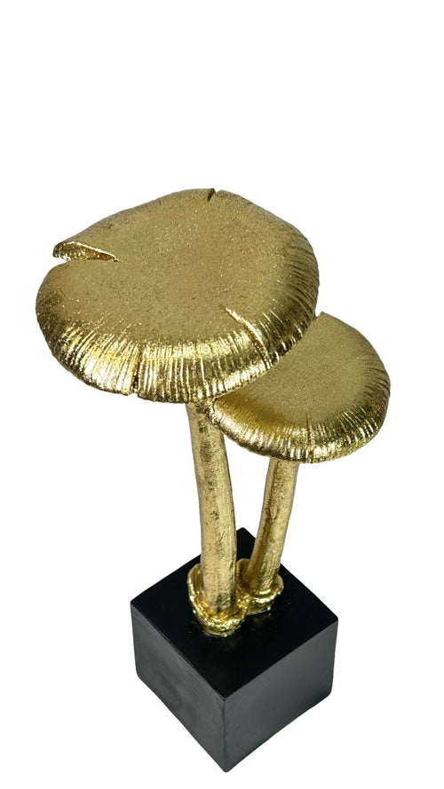 Hongo x2 dorado con base negra 15x28 cm