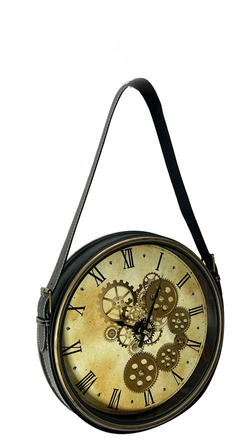 reloj de pared correa cuero 36 dm