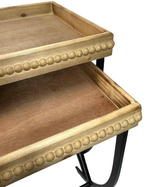 Set x2 mesas auxiliares en madera rectangulares 70, 63 cm