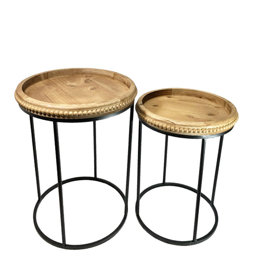 Set x2 mesas auxiliares redondas en madera 59, 62 cm