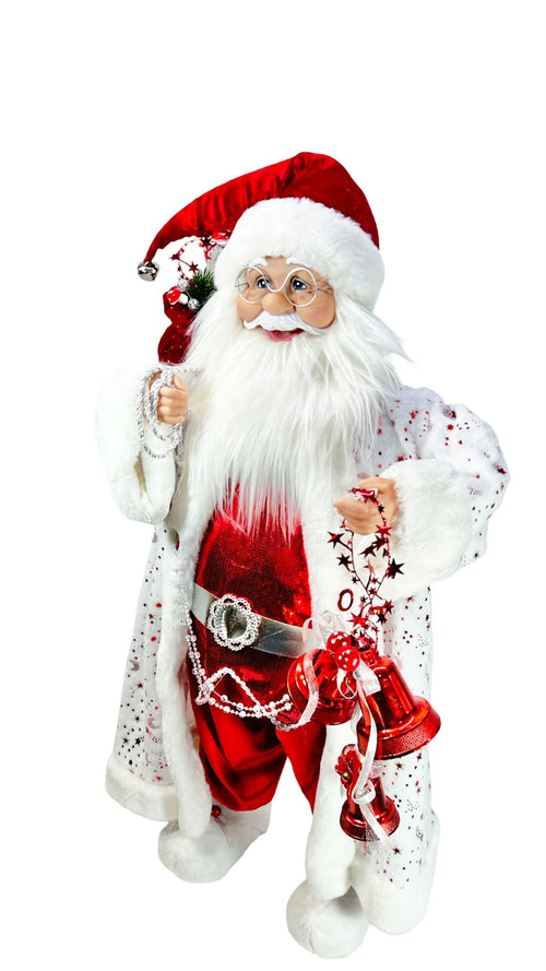 Santa premium color blanco y rojo con campana 90cm de alto x 50 cm de ancho en pasta