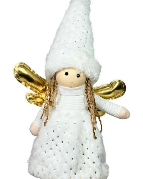 Hada angel sentada dorado y plata 50x13 cm