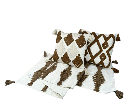 Cojin funda geométrica café  45x45 cm