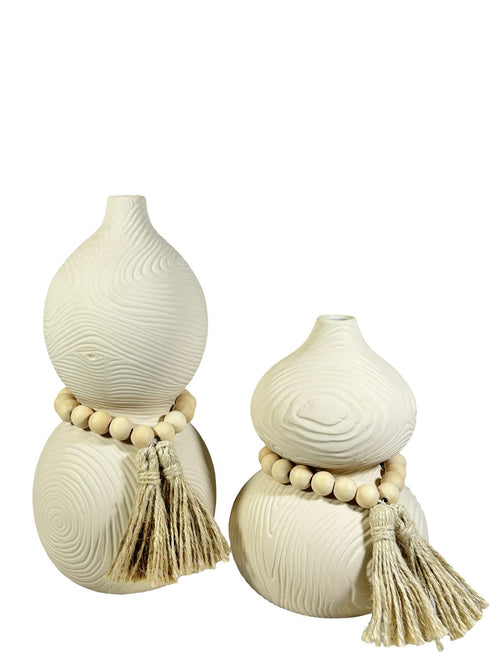 Florero mediano silueta con collar boho  28x11 cm