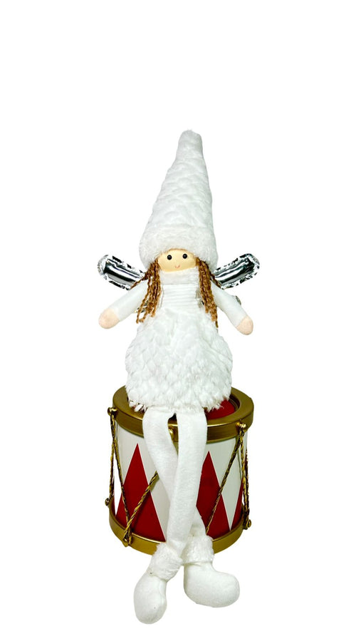 Hada angel sentada dorada y plata 50x13 cm