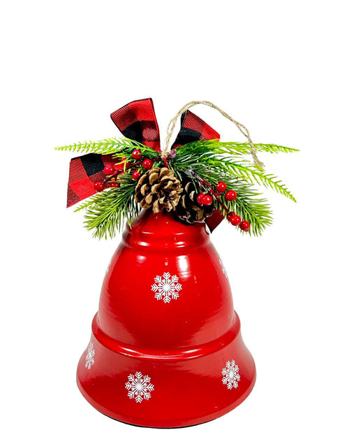 campana roja copos blanco 23x18 cm