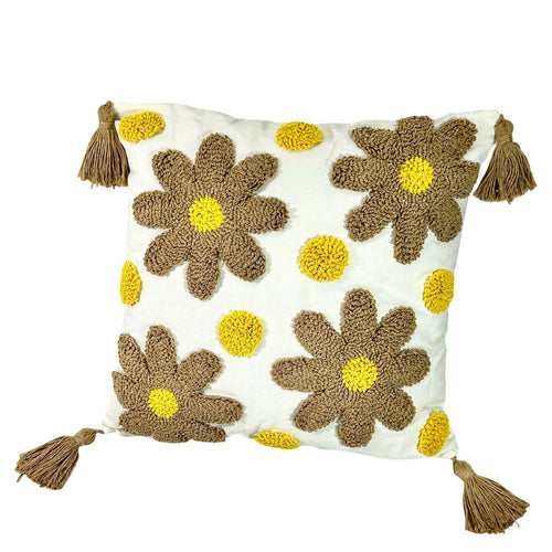 funda cojin cuadrado flores moka45x45 cm (no incluye relleno )