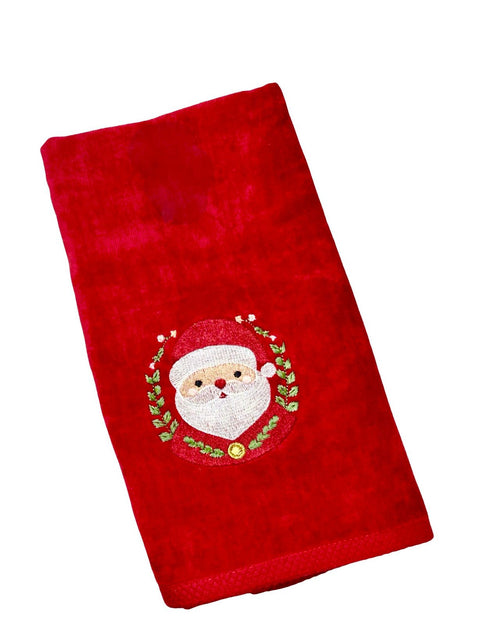 toalla navideña roja cara de santa 500 gm algodon 100% 1mx50 cm