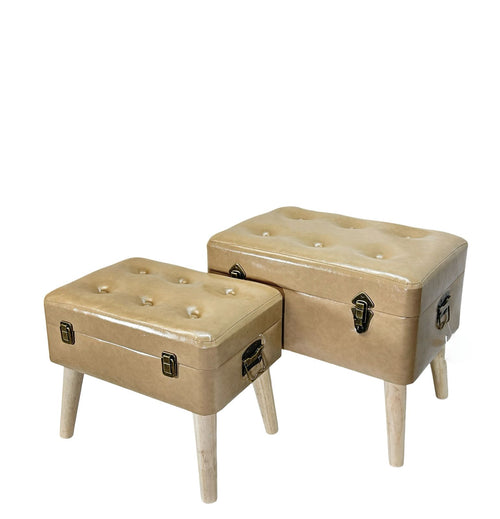 set puff x2 boo camel  52x37 y 45x29 cm