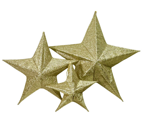 estrella tela dorada 3 tamaños
