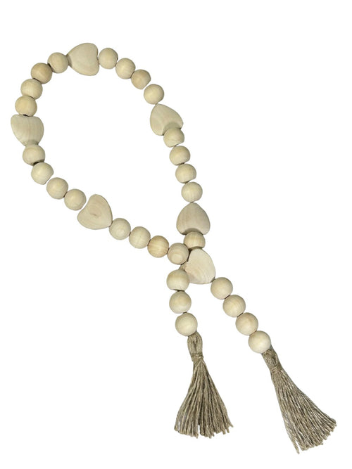 Collar de corazones en madera indu 95 CM