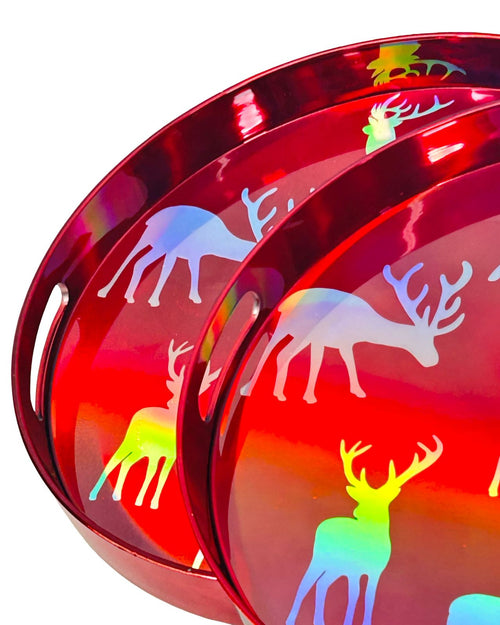 set x2 bandeja redonda dorada renos 37y35 dm