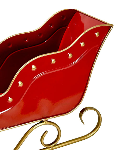 trineo metal rojo navidad 47x26 cm