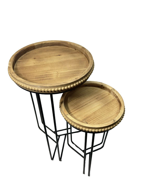 set x 2 columna madera boho 73 cm y 57 cm