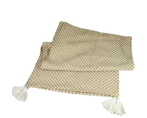 pie de cama burdo beige zic zac 60x2.10