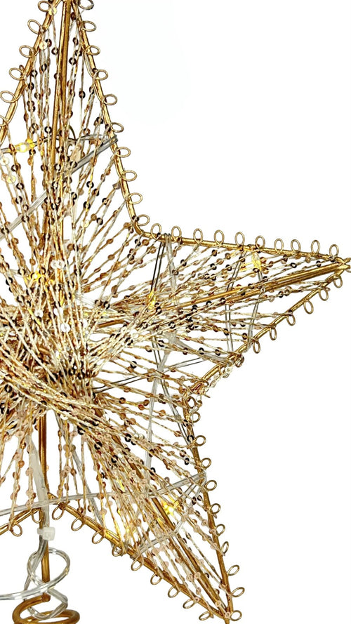estrella mediana metalica para arbol  con pilas aa mide 30 cm de diametro