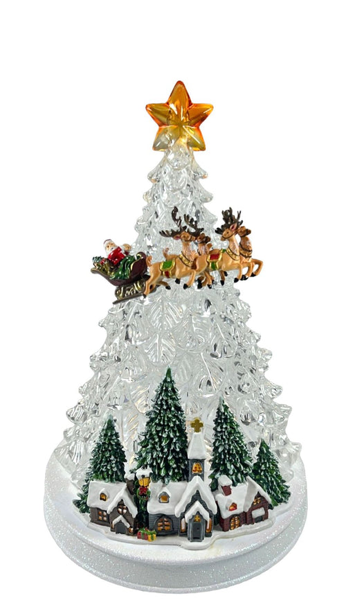 villa trineo arbol acril led 33x23 cm
