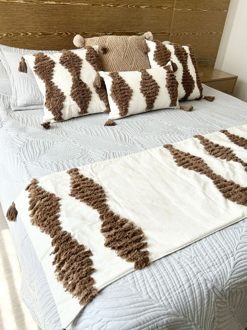 pie de cama  rombos moka  2 tamaños