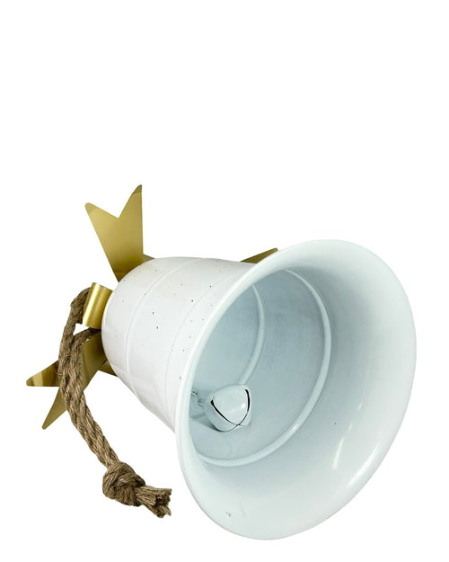Campana blanca con moño metalico 31x25 cm