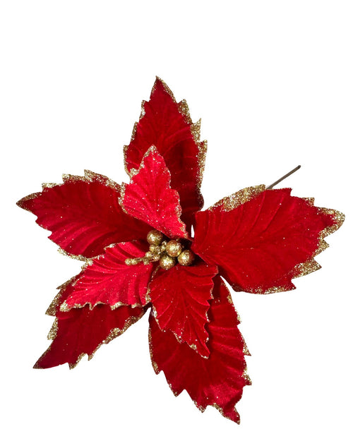 Ponsetia de navidad en gamuza con Mirella dorada color burgundy de 45 de diámetro