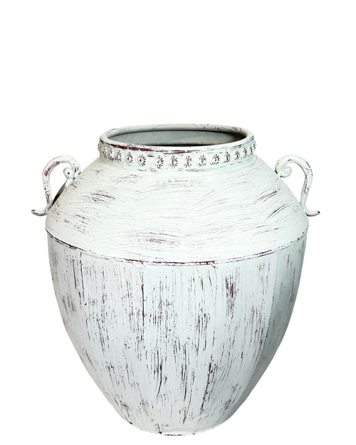 Jarron grande metalico azas blanco 44 x 40 cm